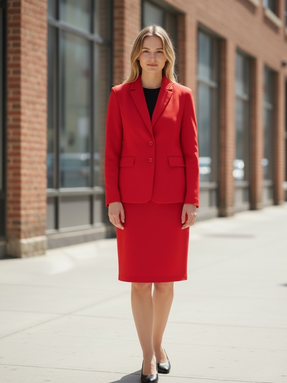 Caslon Red Blazer and Pencil Skirt Set